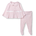 Bebetto Girls Cardigan & Footed Trousers Set Bow Print Long - Pink