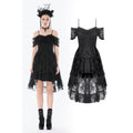 Dark in Love Gothic Lace High-Low Dress – Black Off-Shoulder Gown