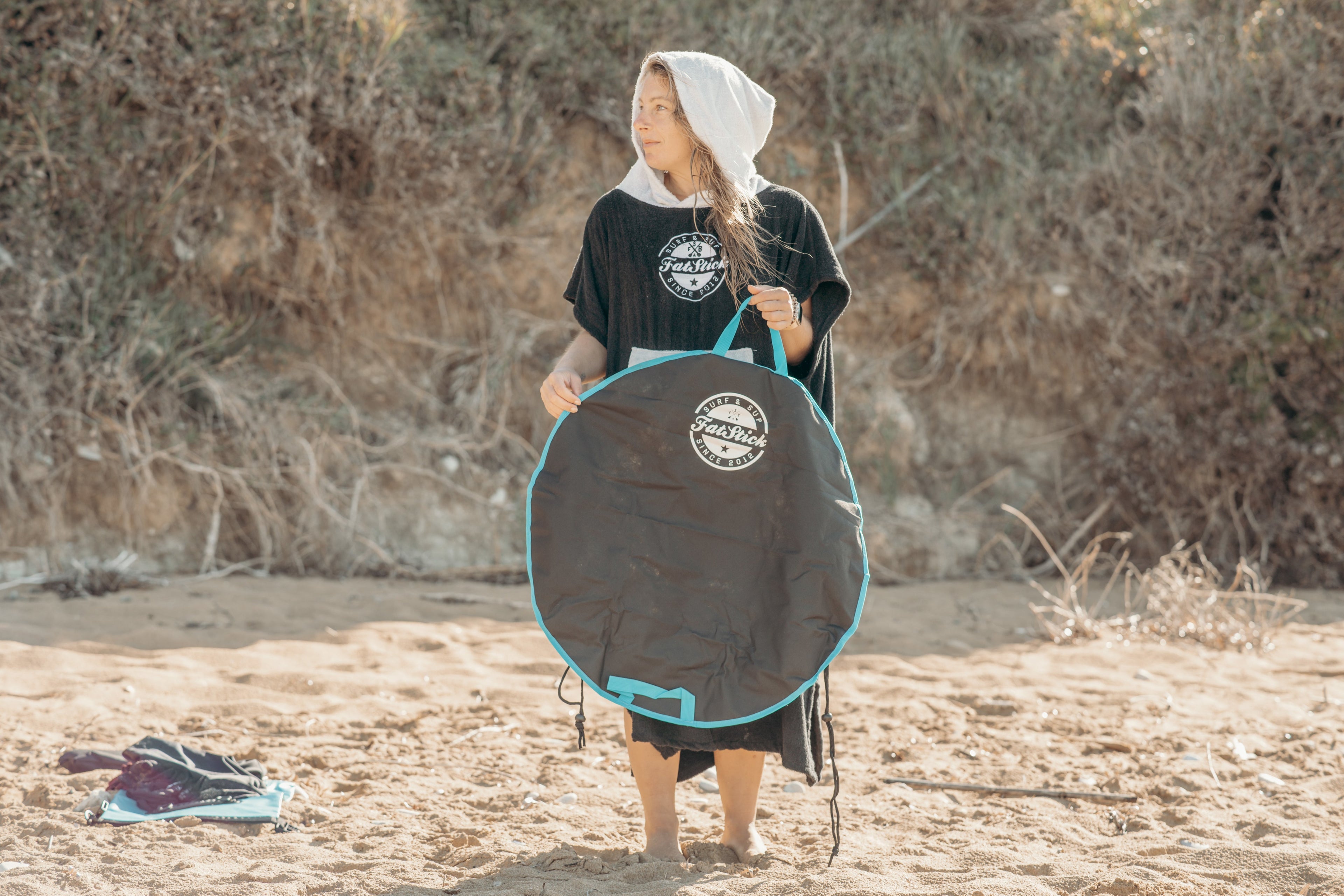 FatStick Waterproof Wetsuit Changing Mat and Drawstring Wet Kit Bag