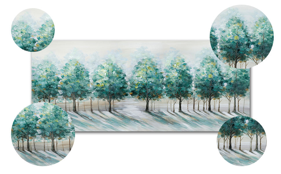 FajerminArt Green Trees Landscape Canvas Wall Art | Large 120x50cm