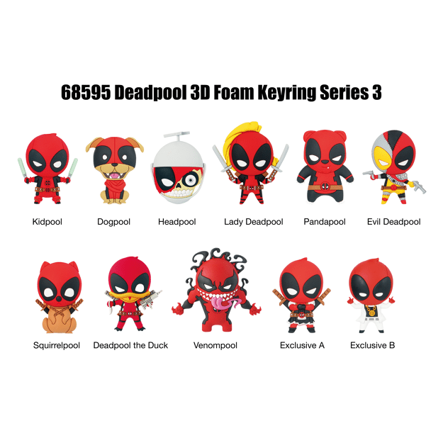 Marvel Deadpool Series 3 Blind Bag 3D Foam Keyring by Snaps – 1pc