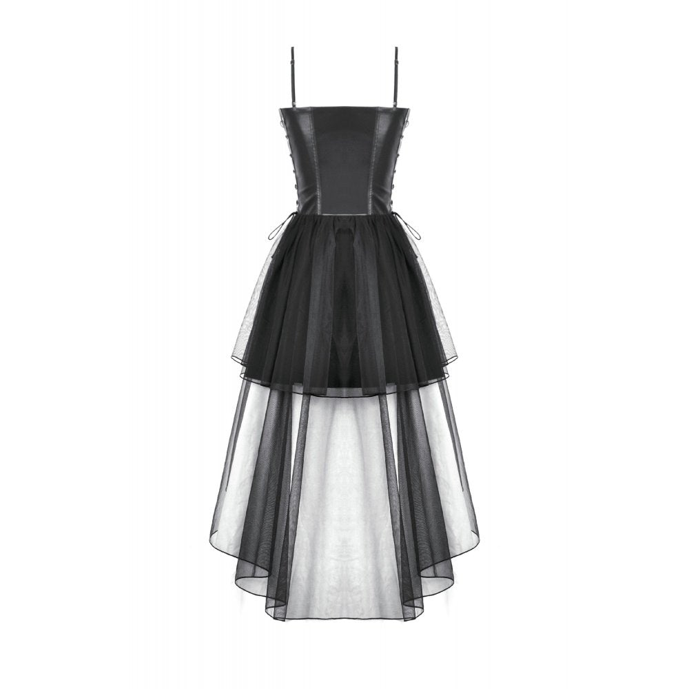 Dark in Love Isolde Gothic High-Low Dress - Faux Leather Corset