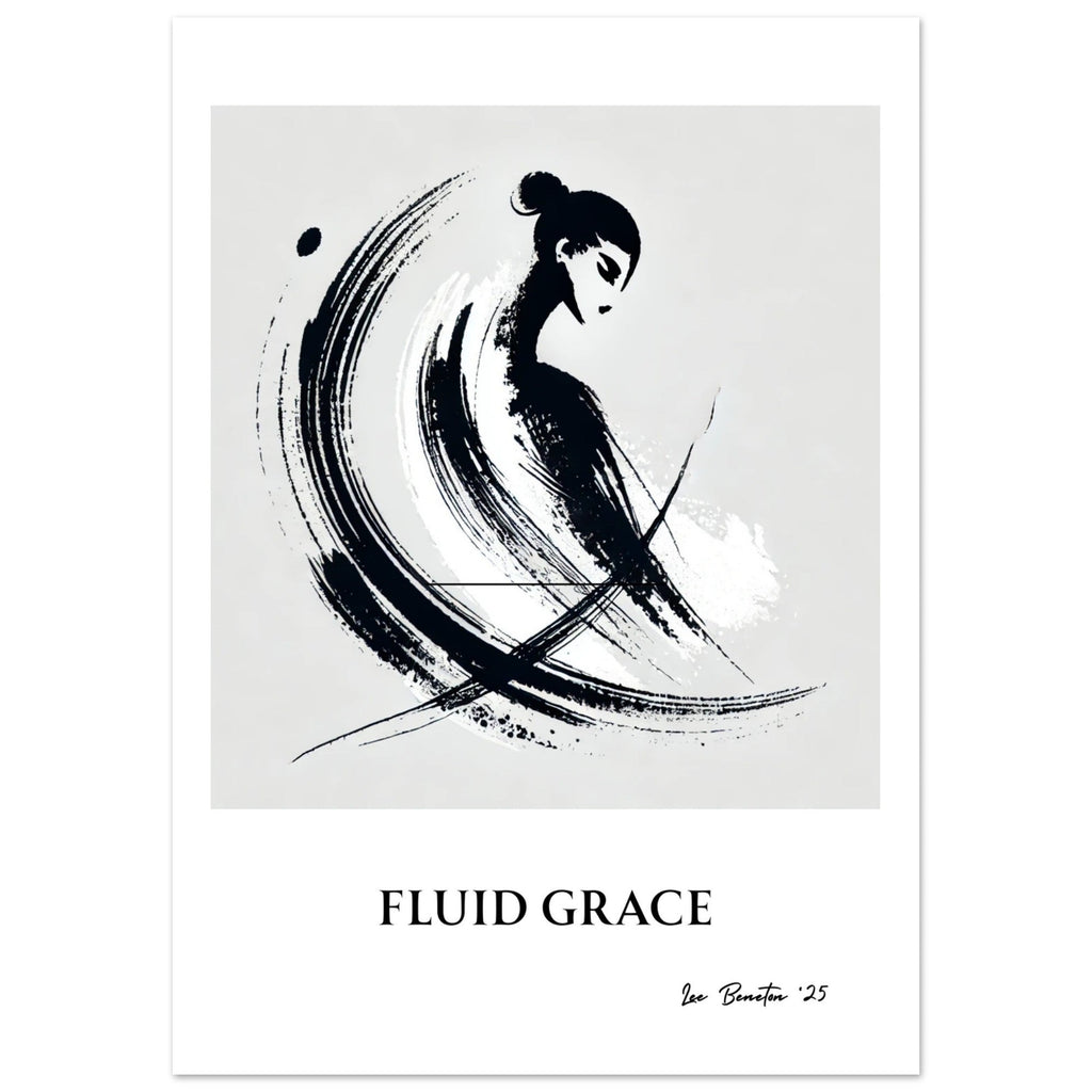 Minimalist Ink Brush Wall Art Print – Modern Abstract Black and White Poster, Japandi Decor, Contemporary Neutral Artwork