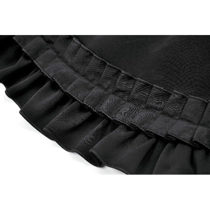Dark in Love Black Ruffled Mini Skirt – High-Waisted Lolita Style