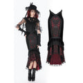 Dark in Love Gothic Velvet Mermaid Skirt – Elegant Red Lace Trim