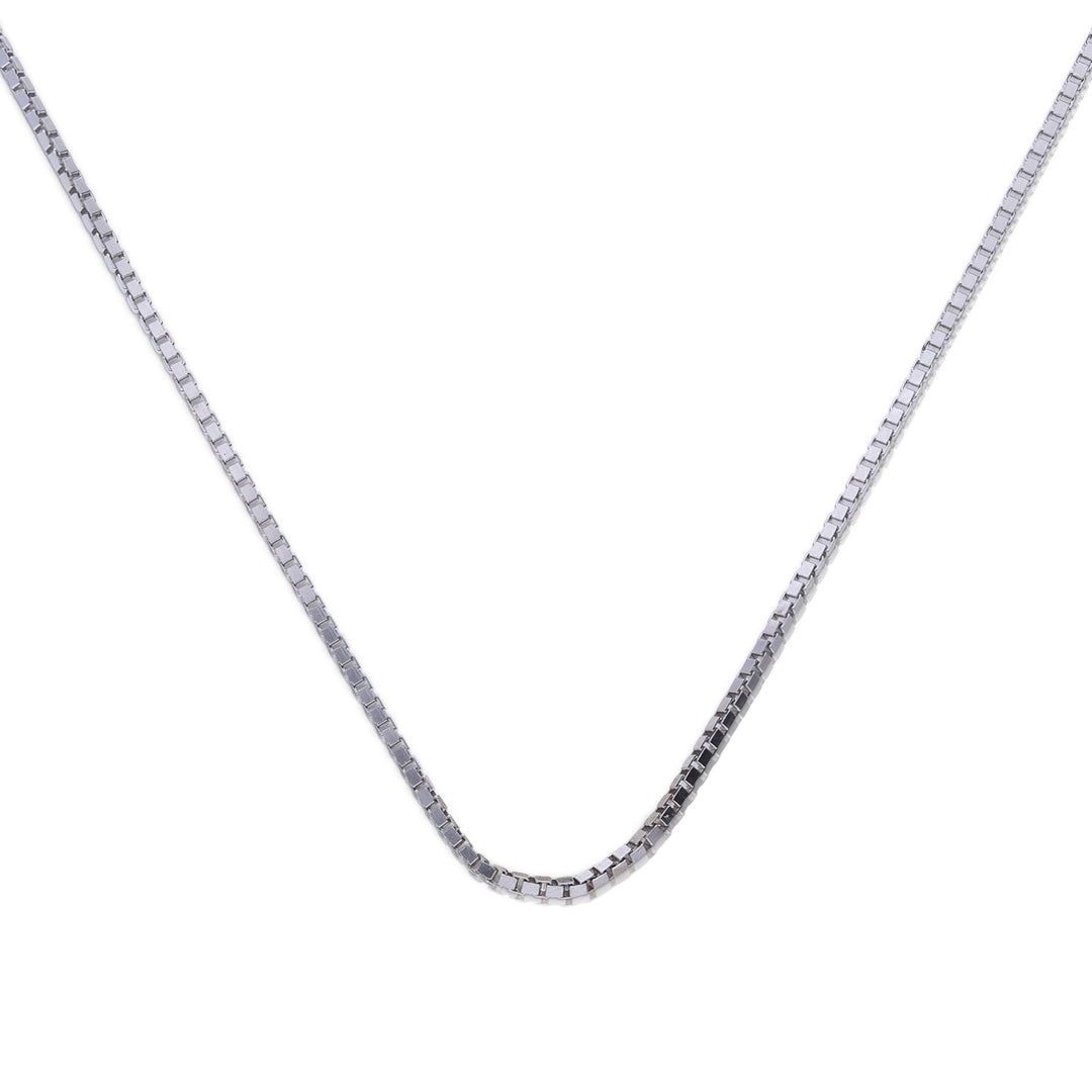 Diamonfire Venetian Box Chain Necklace in Silver – 43cm to 45cm