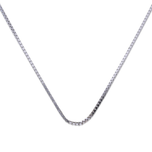 Diamonfire Venetian Box Chain Necklace in Silver – 43cm to 45cm