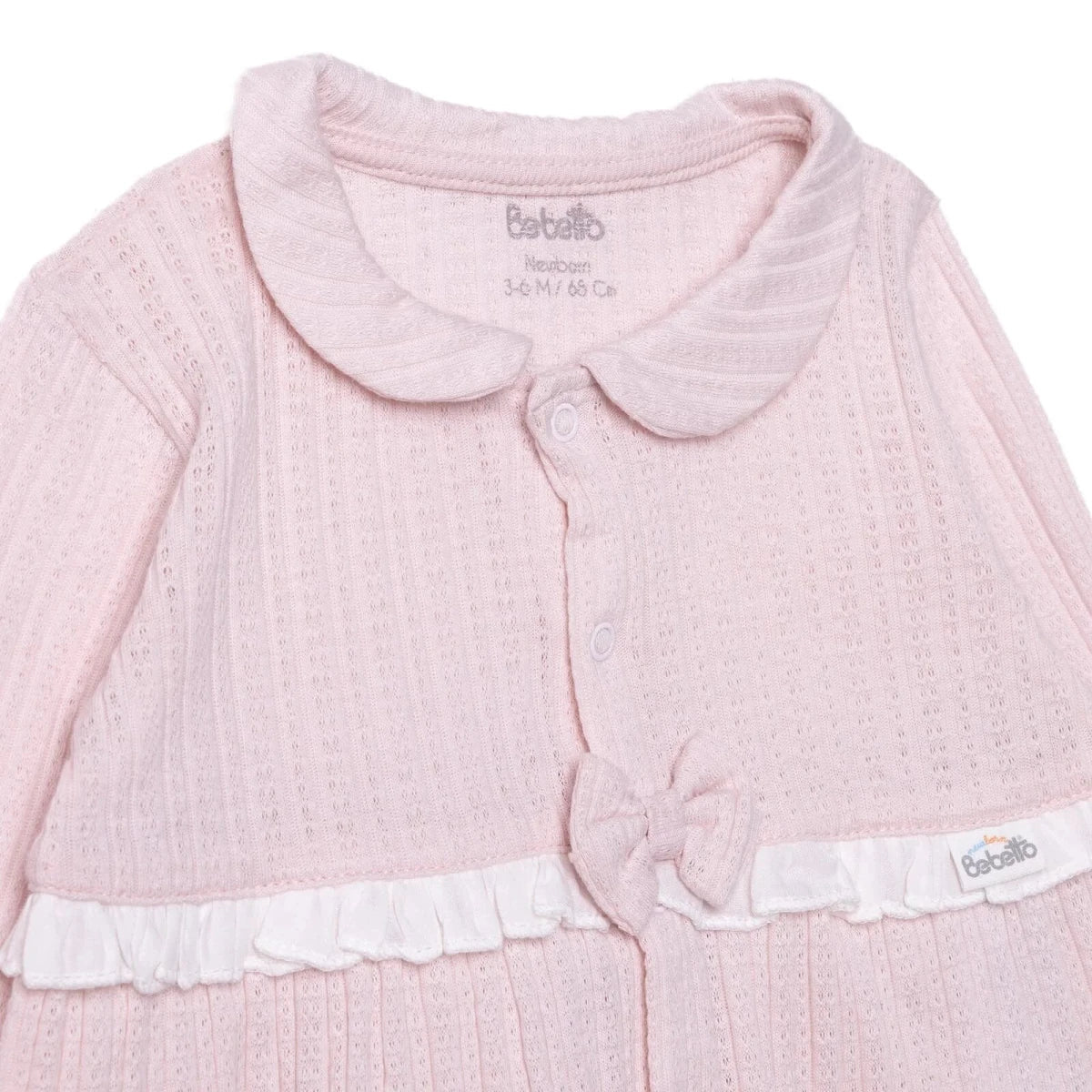 Bebetto Girls Cardigan & Footed Trousers Set Bow Print Long - Pink