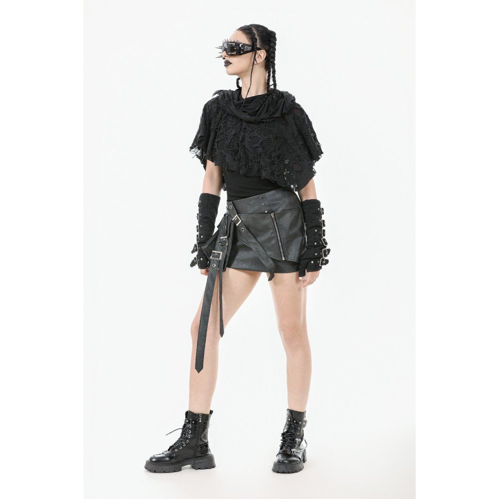 Dark in Love Nyx Distressed Shredded Hooded Poncho | Gothic Lace Cape