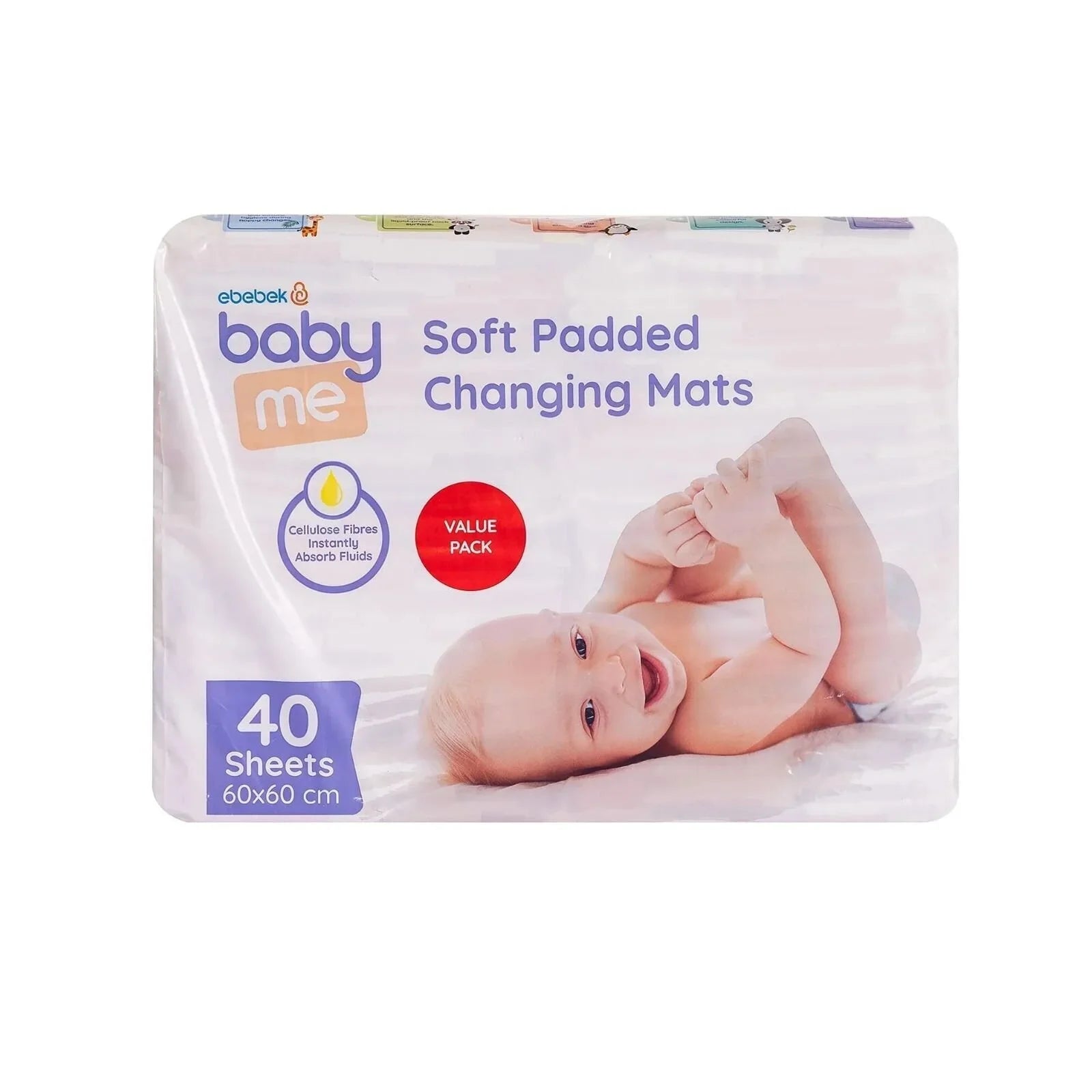 baby me Fluffy Baby Nappy Changing Mats 60x60cm - 40 pcs