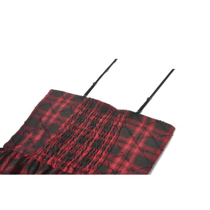 Dark in Love Red Plaid & Faux Leather Layered Punk Sweetcore Dress