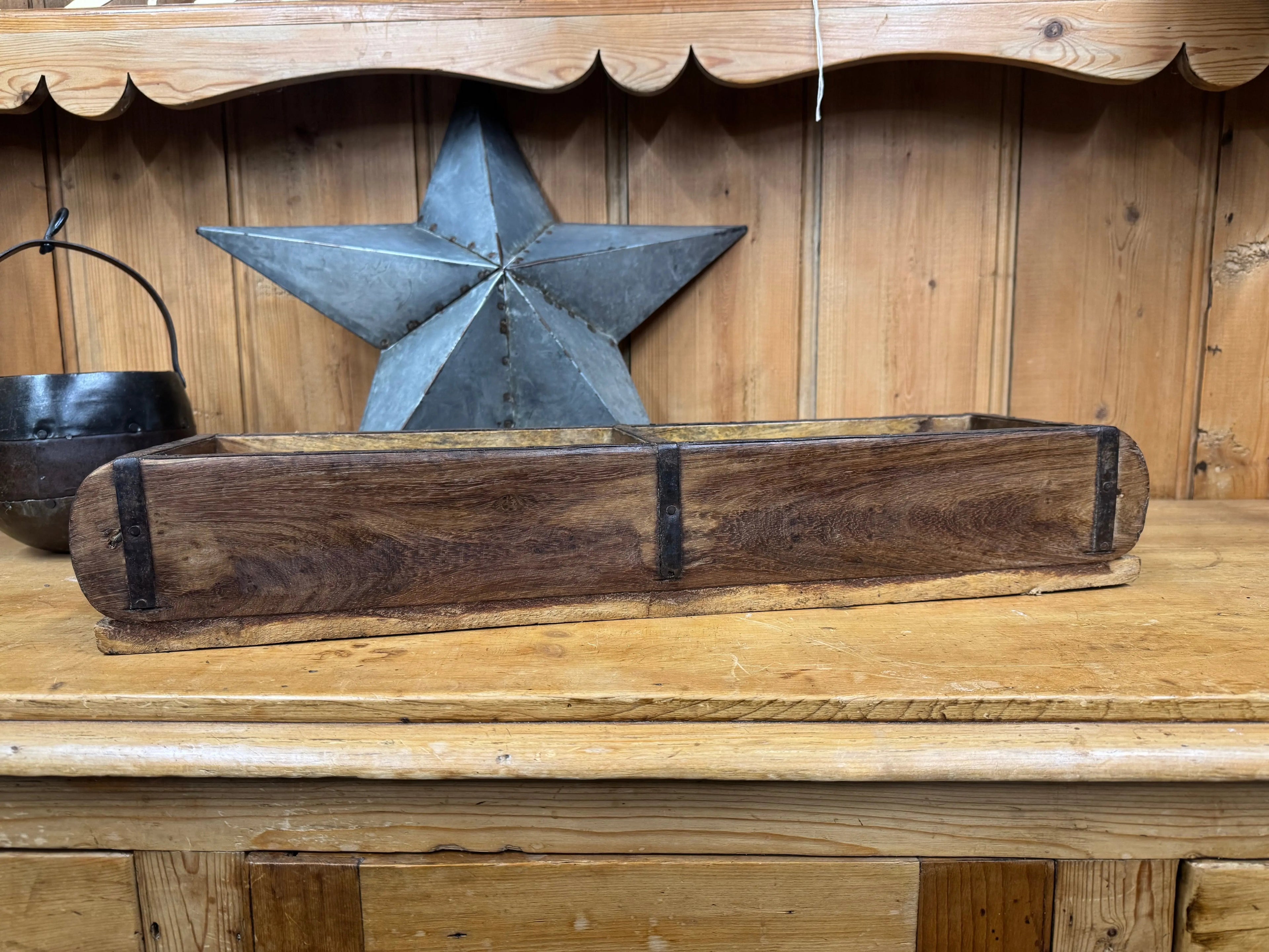 Rustic Wooden Double Brick Mould Planter & Storage Tray | Vintage Decor
