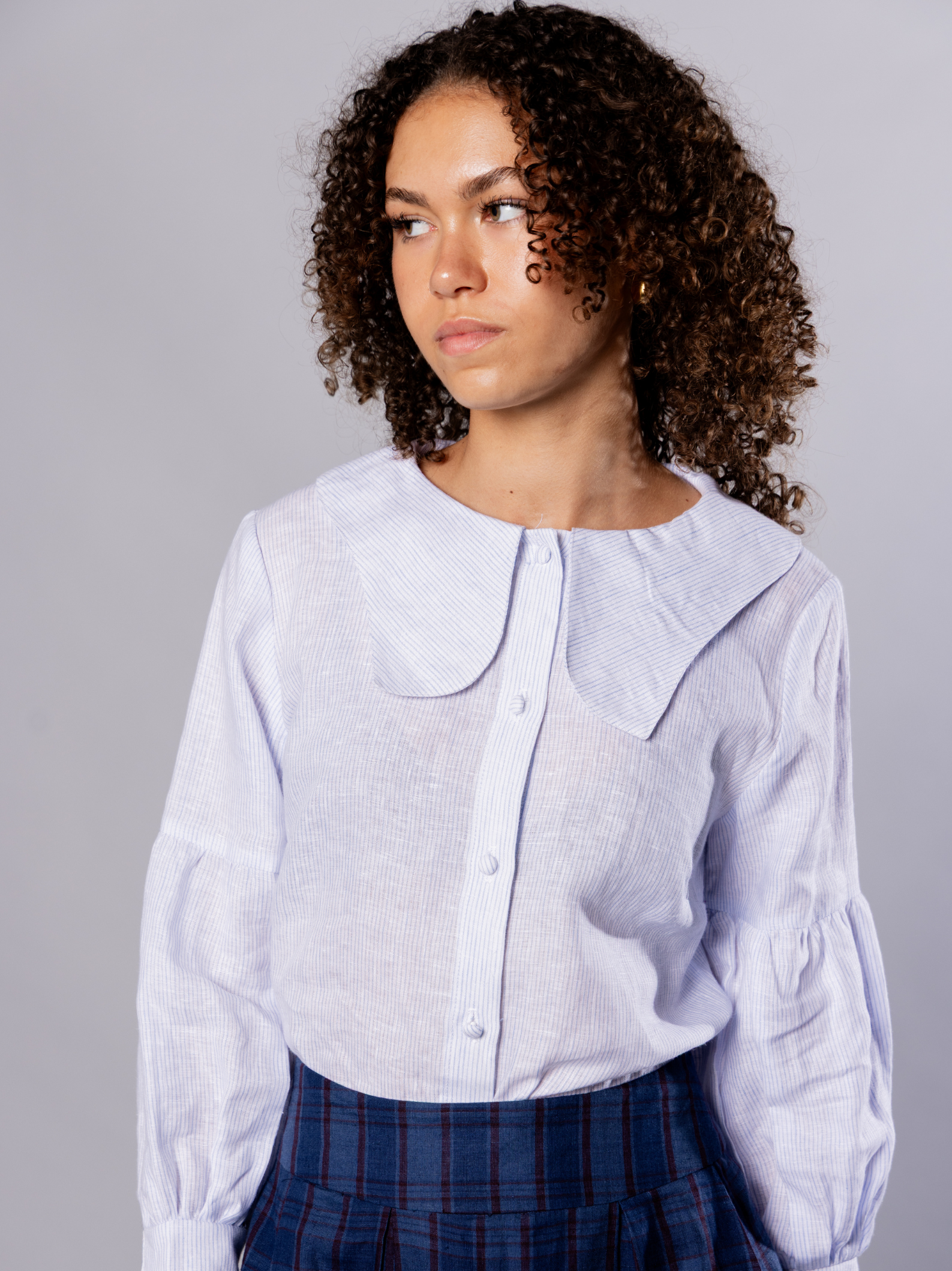 No More Nobody Habiba Tulip Collar Blouse – Handmade Deadstock Linen