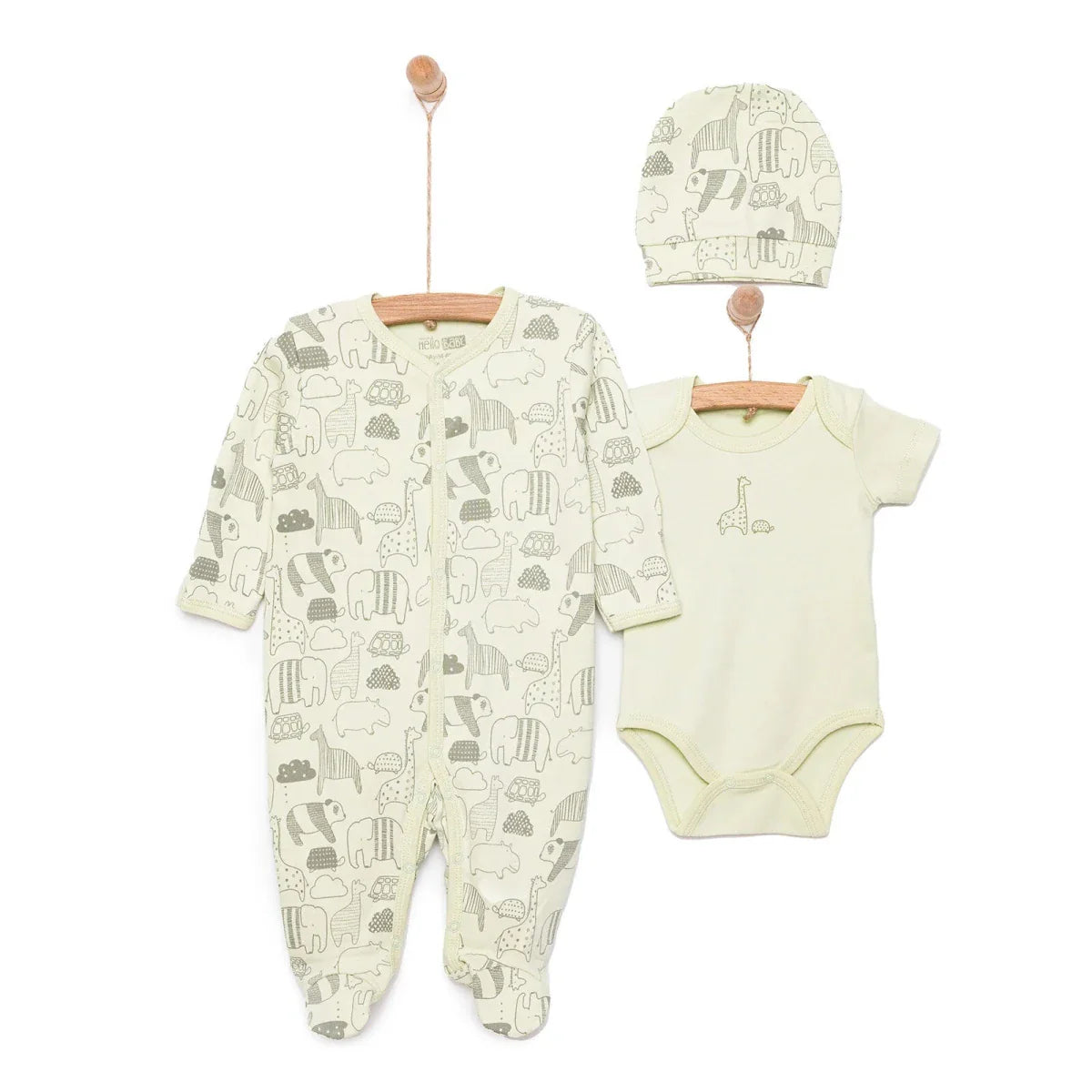 HelloBaby Boy Jumpsuit-Body-Hat - Green