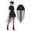 Dark in Love Gothic Black Sheer Mesh Tailed Petticoat Skirt