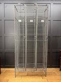 Industrial Vintage Wire Mesh Three Door Locker Storage Cabinet Cage Wardrobe