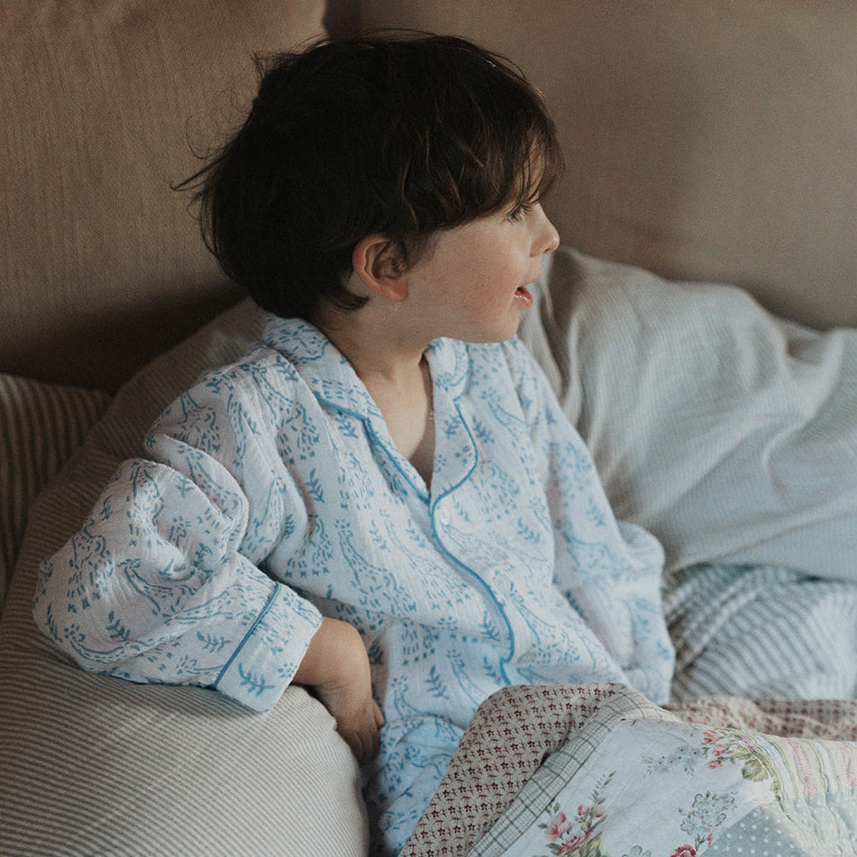 Blue Giraffe Organic Muslin Pyjamas