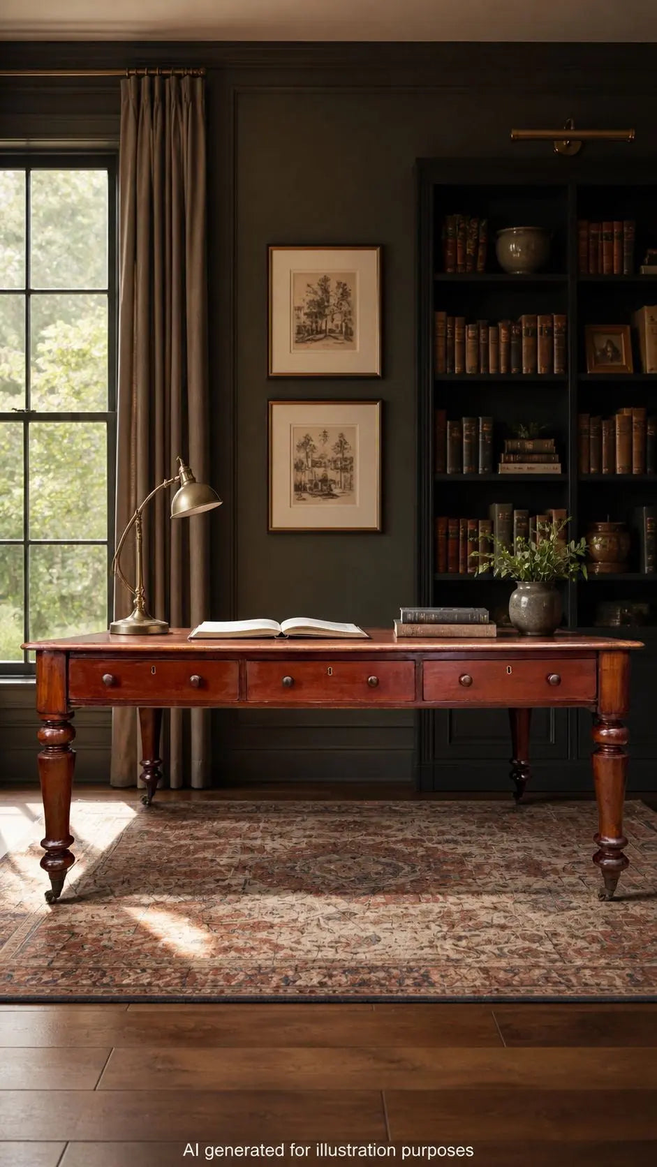 Antique Victorian Mahogany Library Table Desk Kitchen Dining Table With Drawers