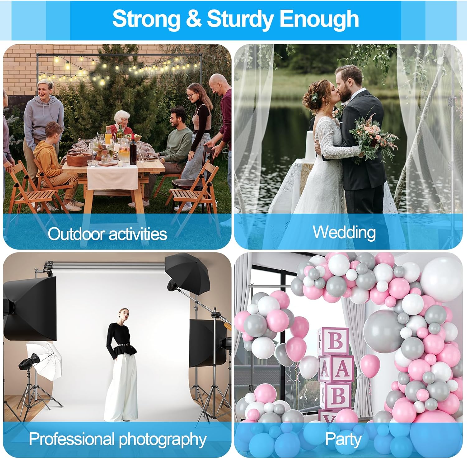 EMART Heavy Duty Backdrop Stand Kit | 3x3.6m Adjustable Photo Frame