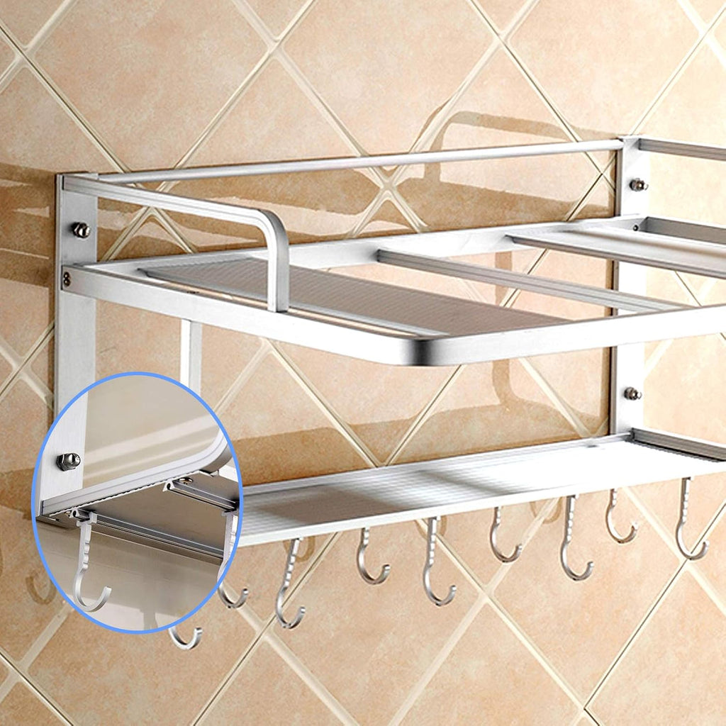Massive Discounts 2-Tier Aluminum Wall Mounted Microwave Rack, 21.6in