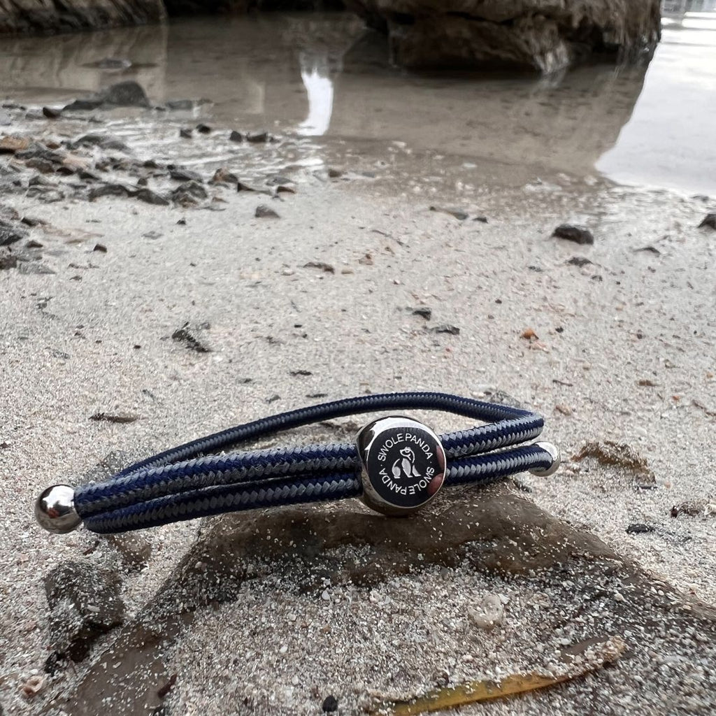 Swole Panda Grey Stripe Rope Bracelet – Recycled Ocean Plastic Unisex