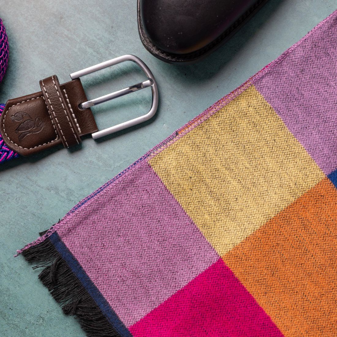 Swole Panda Multicolour Bright Check Bamboo Scarf – Sustainable Fashion
