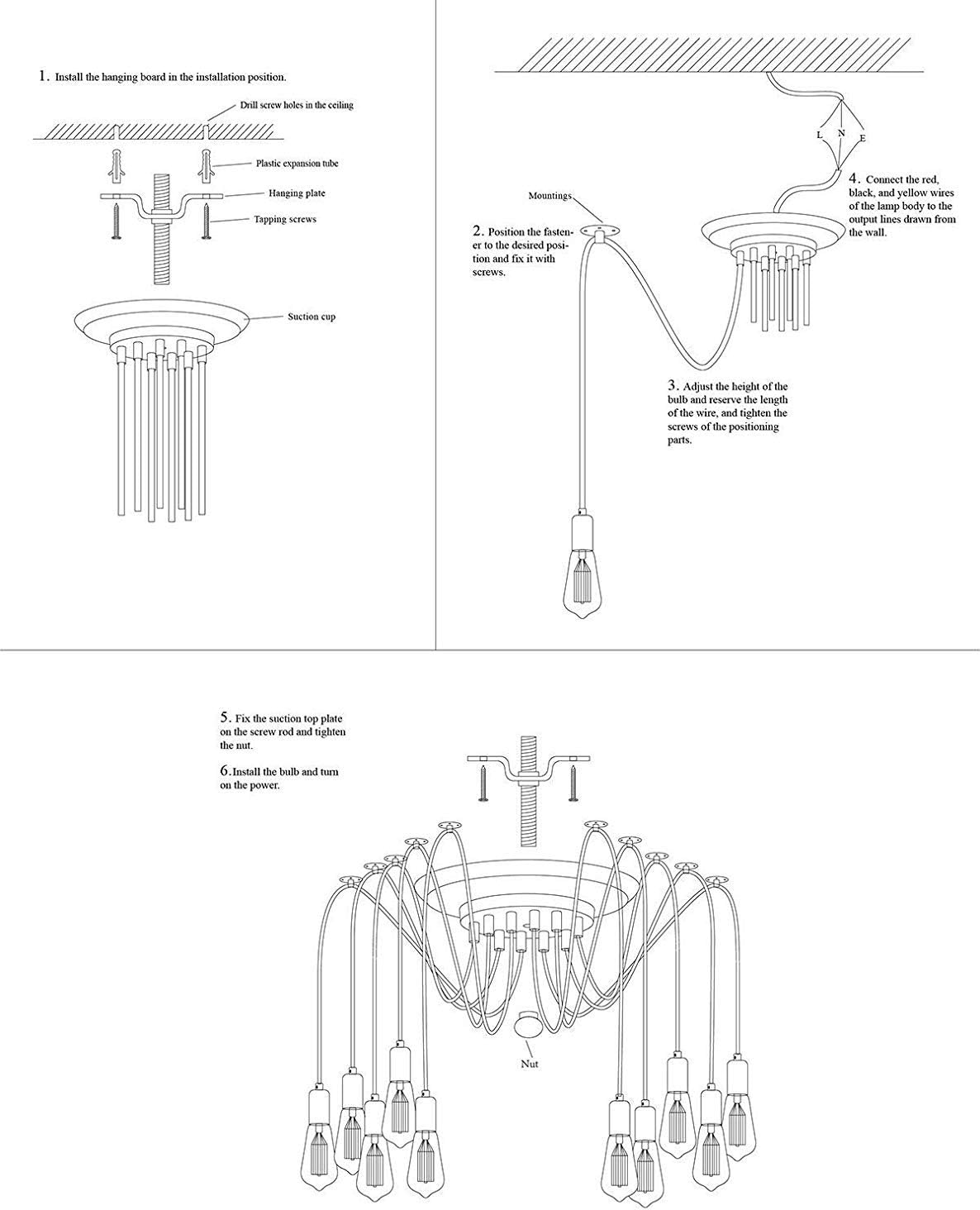 Lightsjoy 10-Socket Spider Pendant Light – Retro Industrial Ceiling Lamp