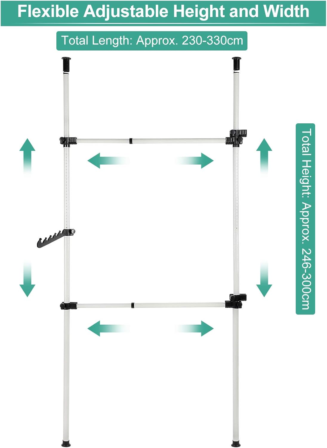 Massive Discounts Heavy Duty Telescopic Garment Rack - 10.8ft Adjustable