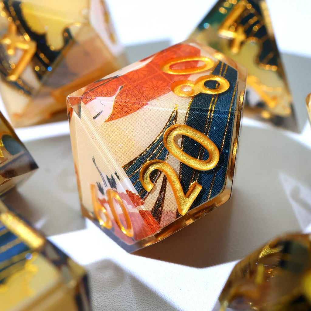 Whispering Glade | Sharp Edge Dice | Resin | 7 Piece Set