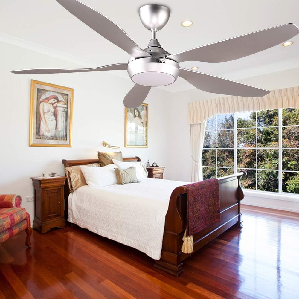 Reiga 137cm Smart Ceiling Fan | Dimmable LED & Remote Control Silver