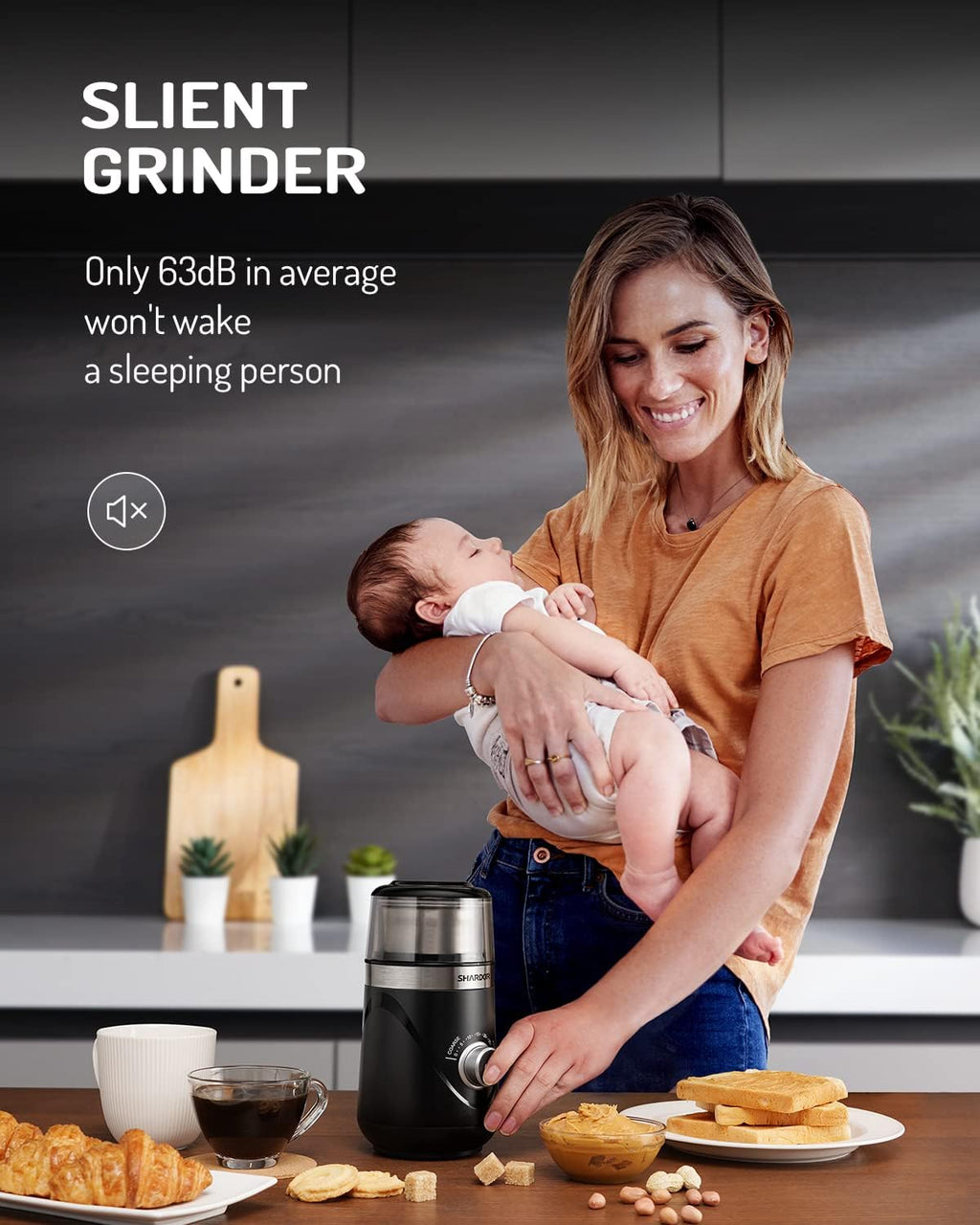 SHARDOR Electric Coffee Grinder | 2 Stainless Steel Cups & Timer