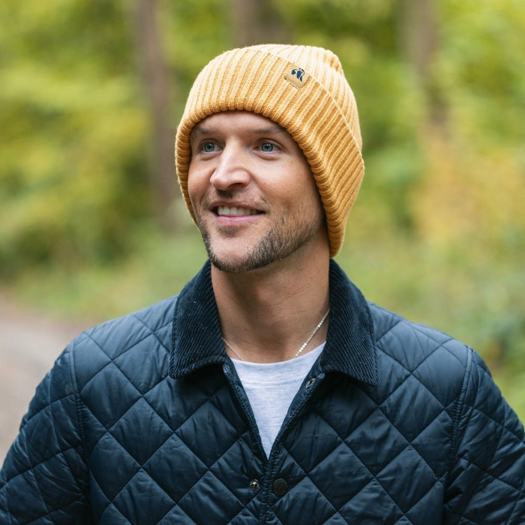 Swole Panda Organic Cotton Beanie – Mustard Sustainable Unisex Hat