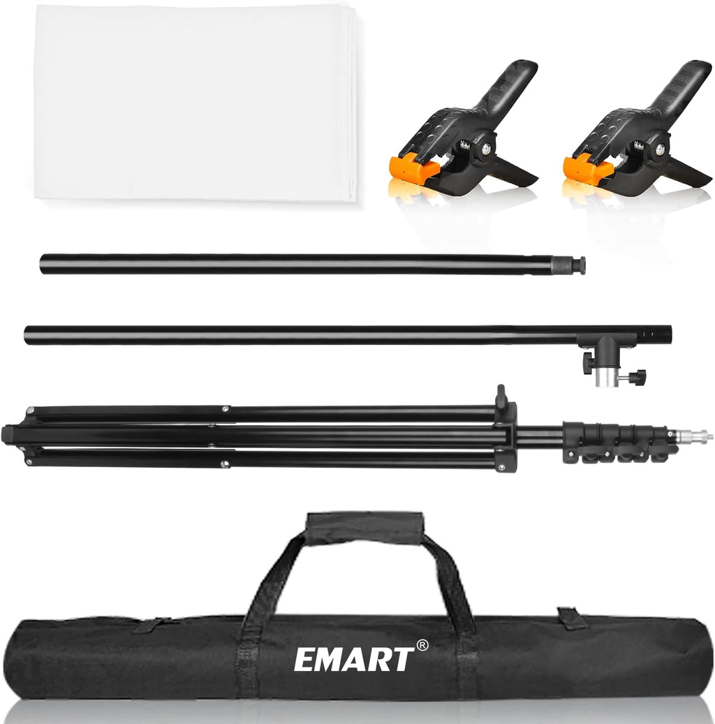EMART White Photography Backdrop Kit with 8.5ft Adjustable T-Stand