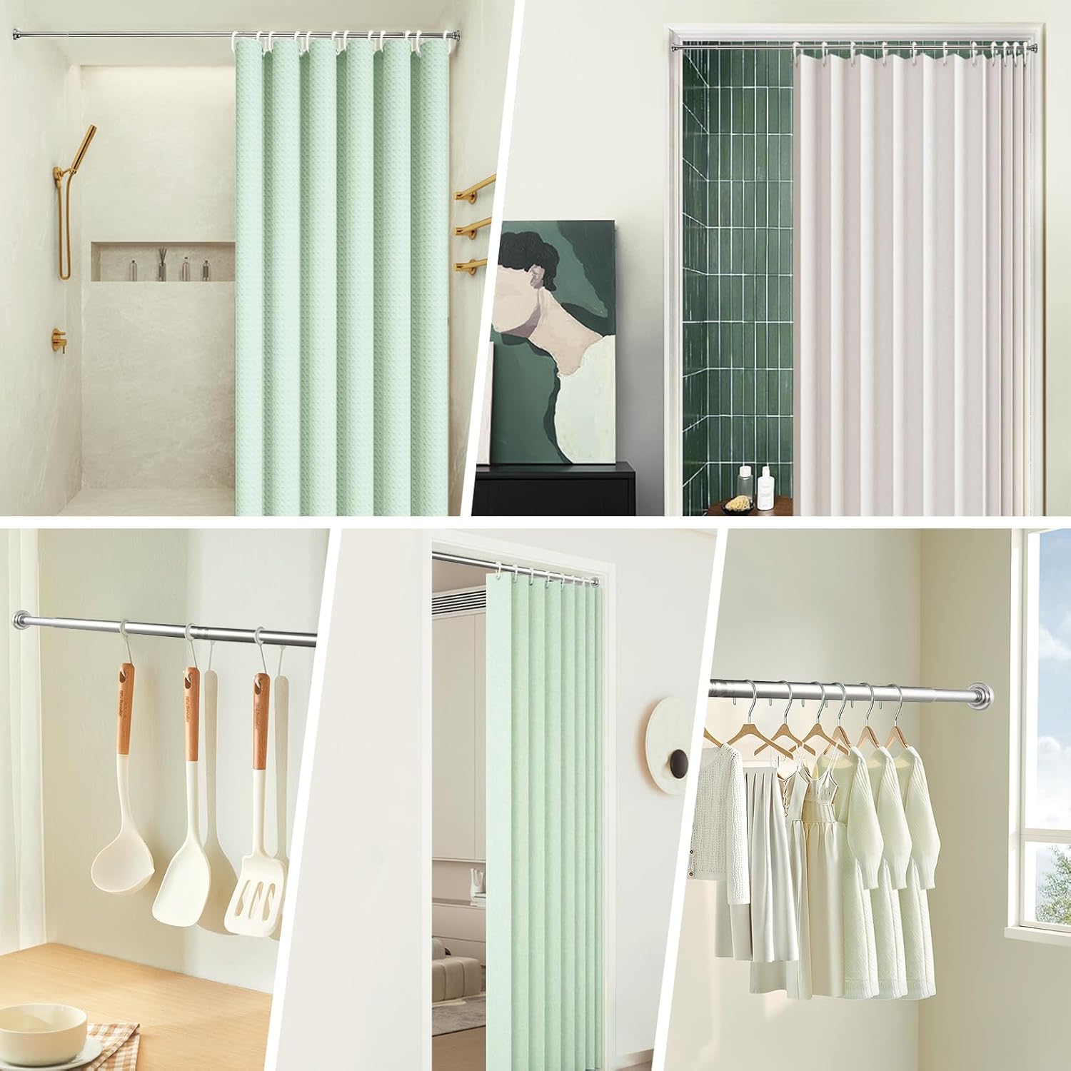 Massive Discounts Stainless Steel Tension Shower Curtain Rod, 160–270cm
