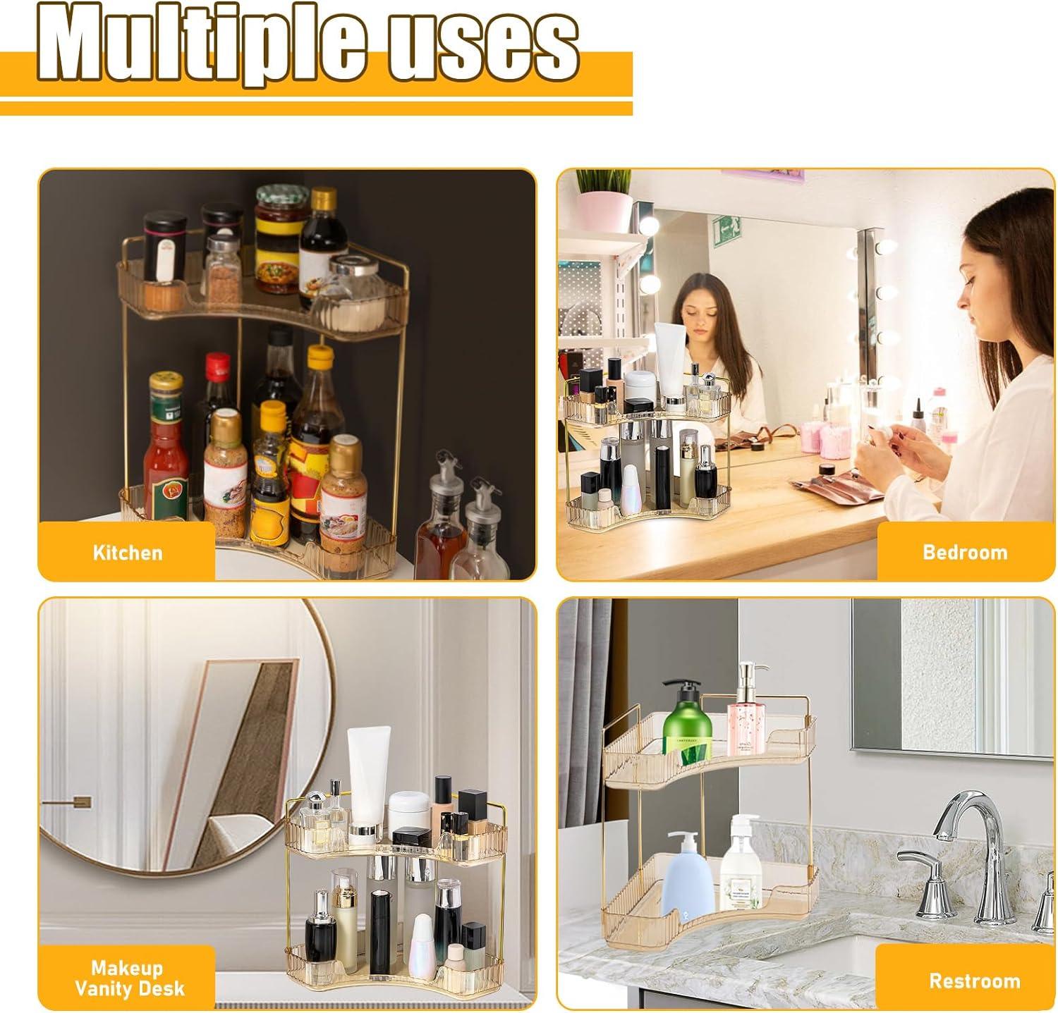 Massive Discounts 2-Layer Gold Makeup Organizer and Perfume Storage