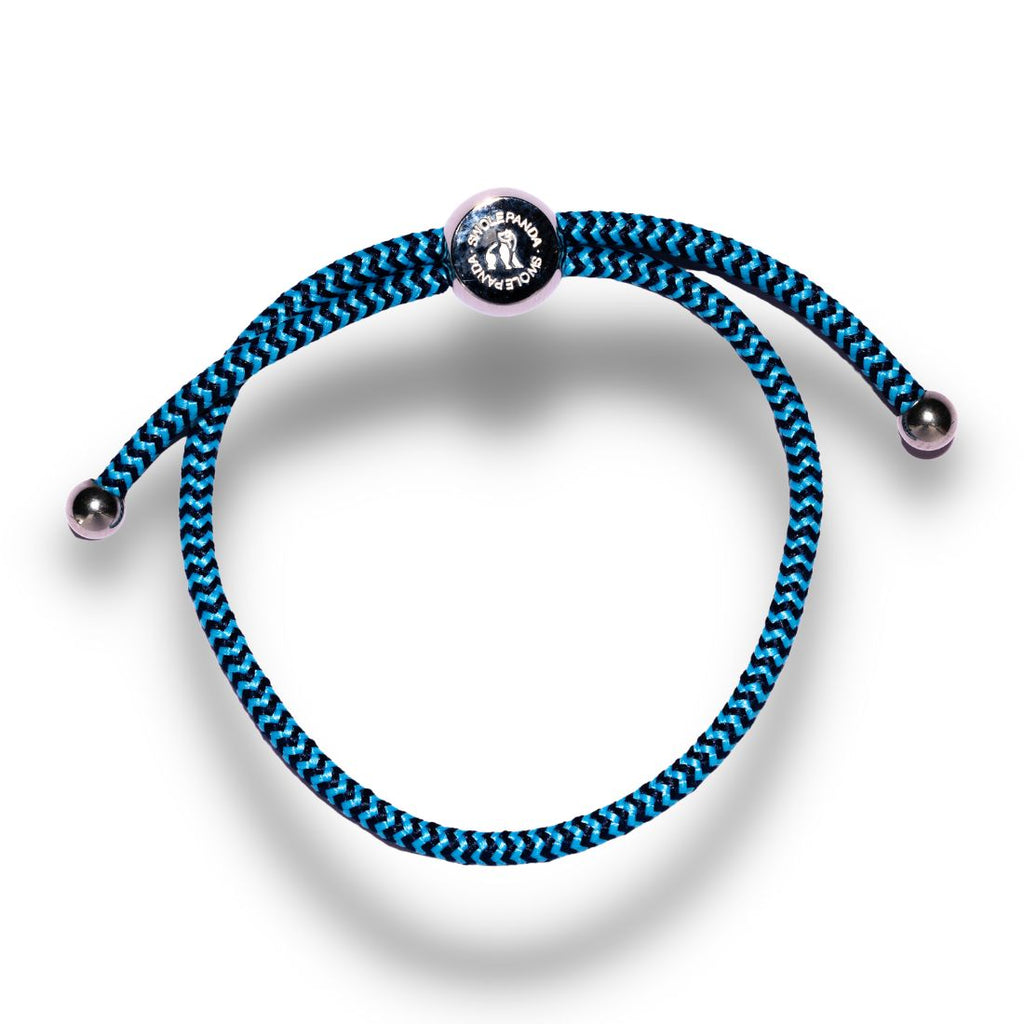 Swole Panda Sky Blue Zigzag Recycled Rope Bracelet | Unisex & Adjustable