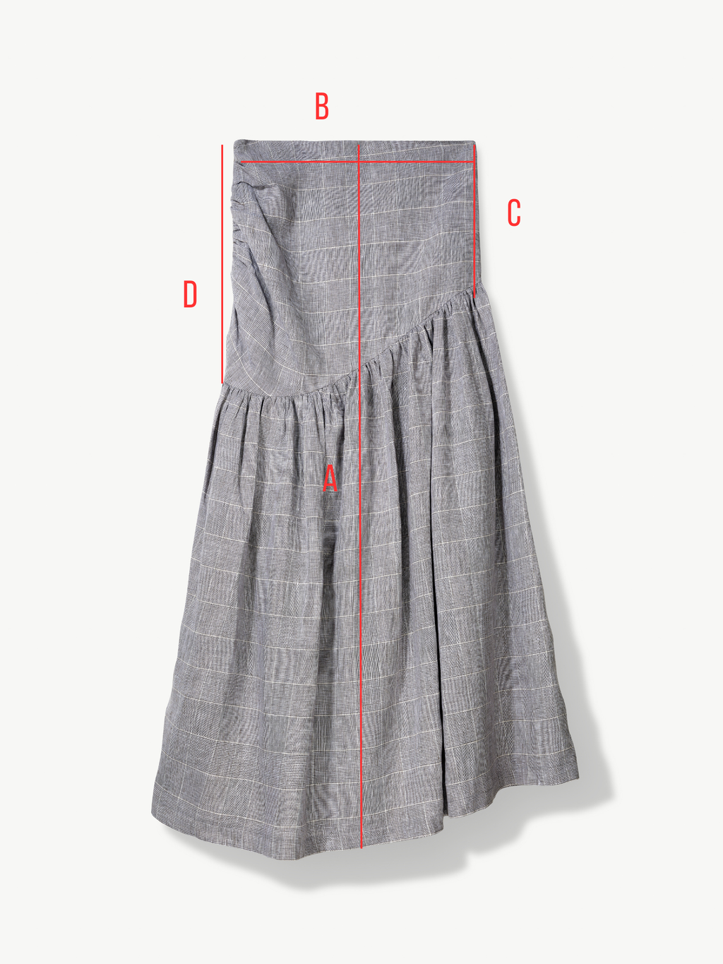 No More Nobody Hilda Organic Irish Linen Gathered Maxi Skirt – Grey Check