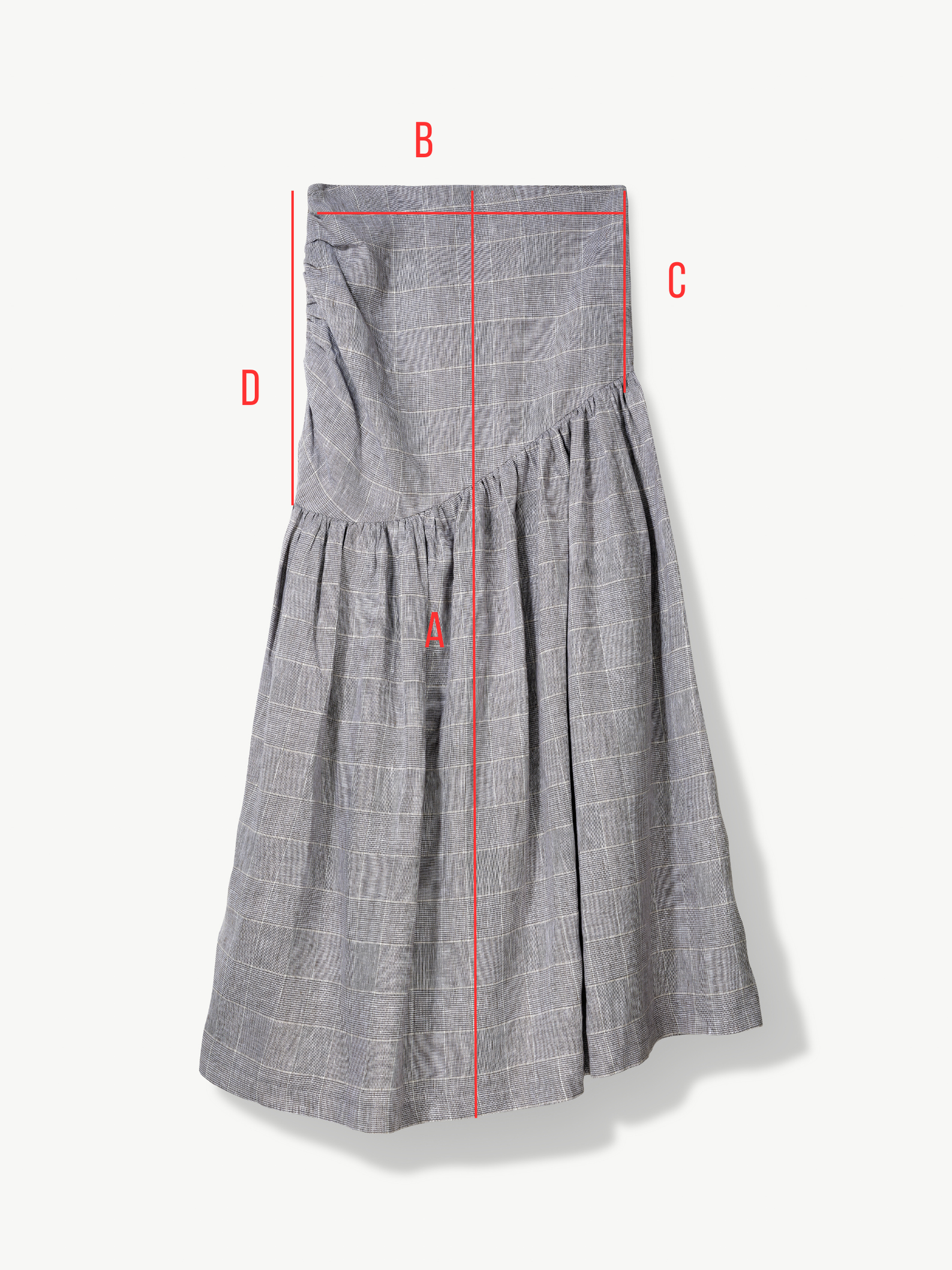 No More Nobody Hilda Organic Irish Linen Gathered Maxi Skirt – Grey Check