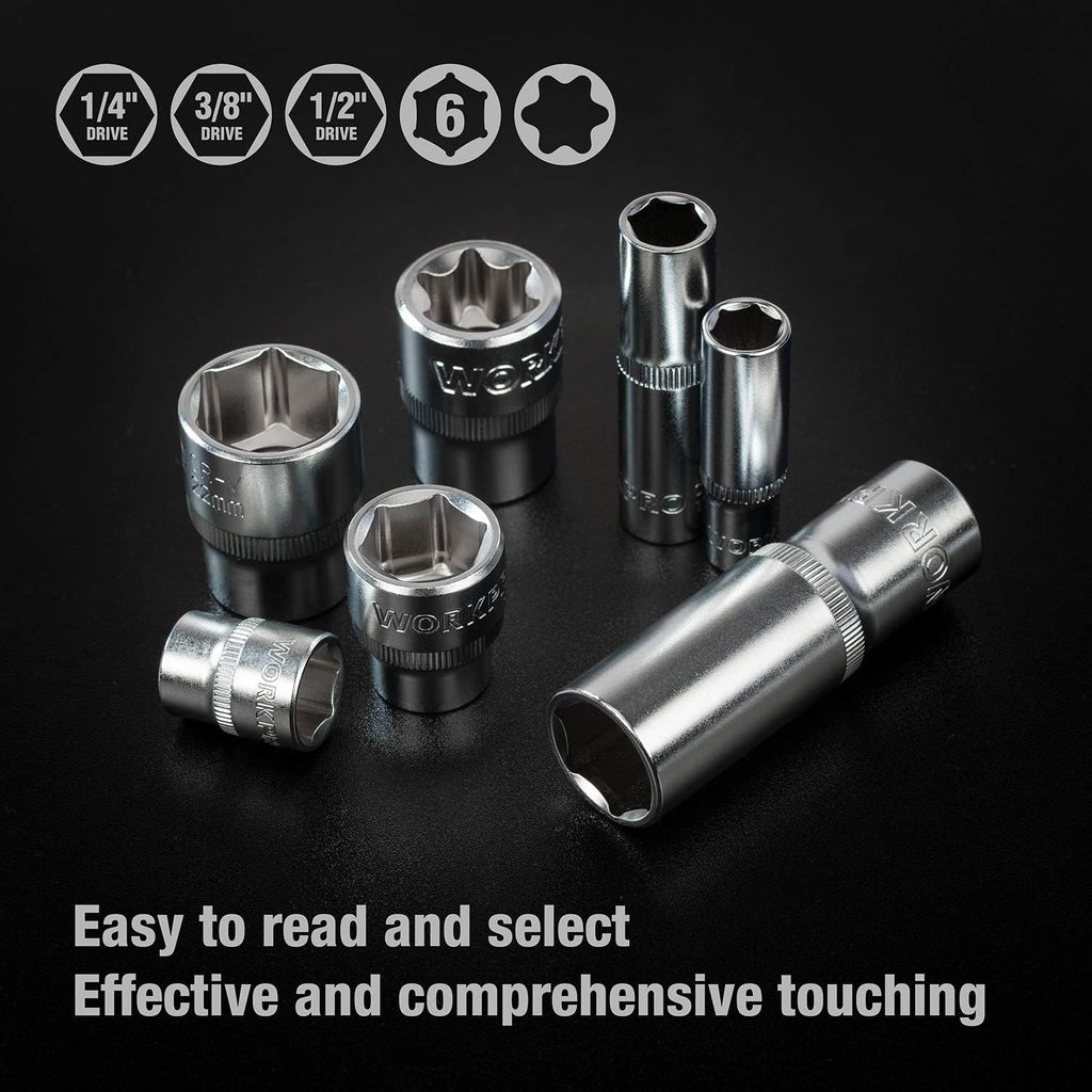 WORKPRO 172-Piece Mechanics Tool Set – Metric Cr-V Sockets & Ratchets