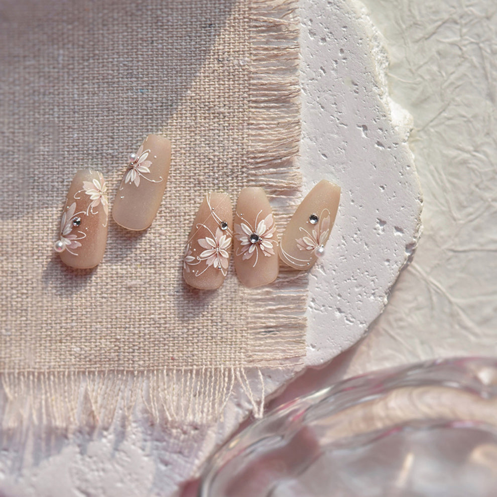 LuLuFun Studio Pink Flower Diamond Nail Deco Stickers - DIY Nail Art
