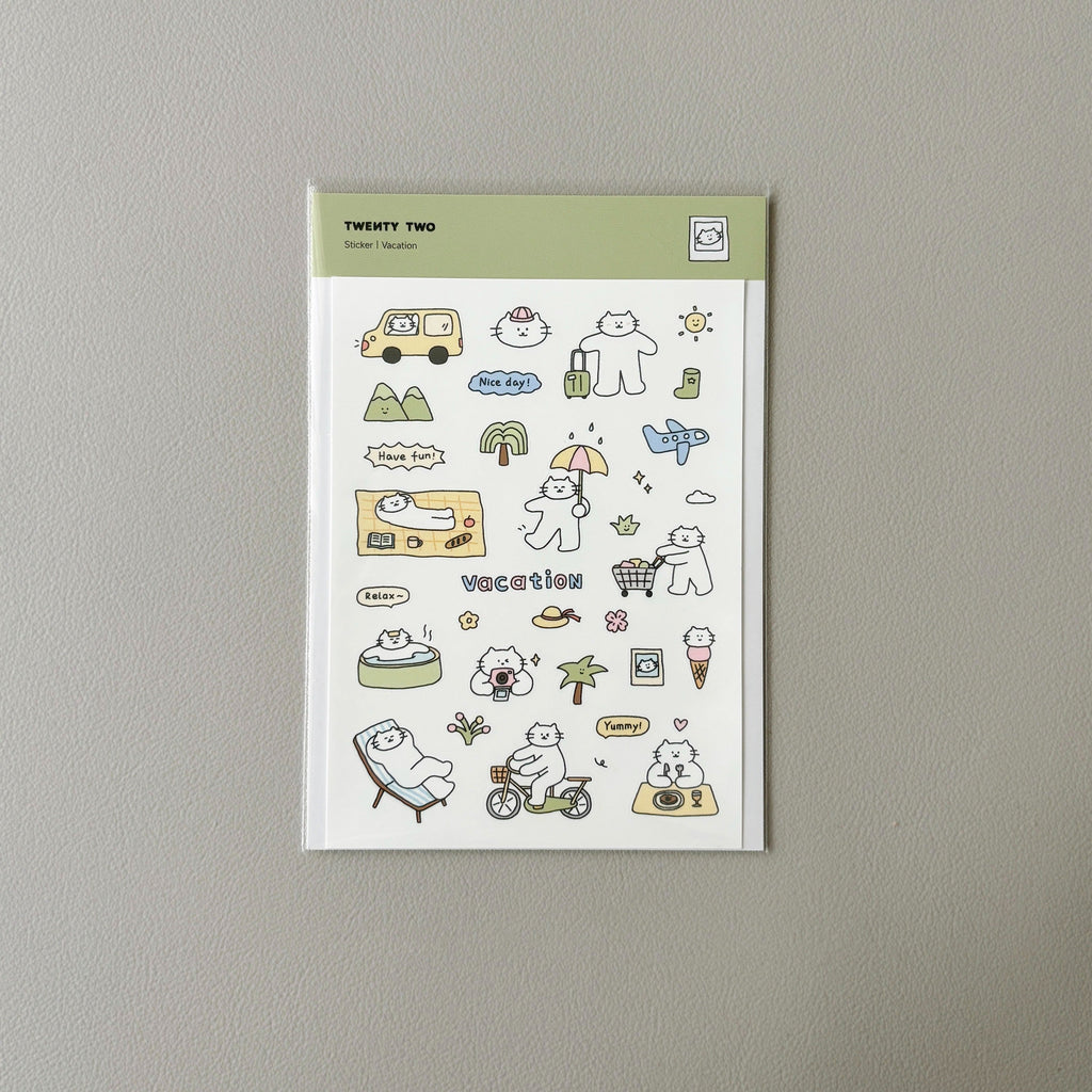 Mini Kitty Summer Sticker Sheet for Planners by LuLuFun Studio