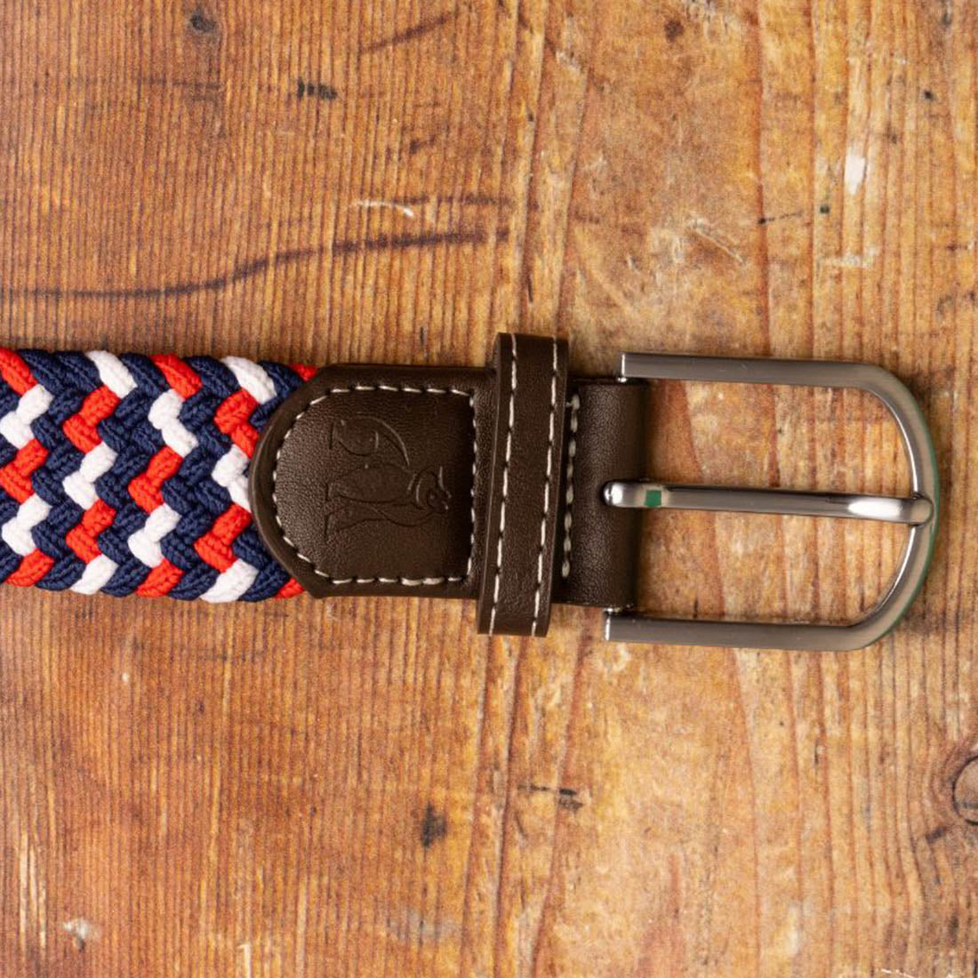 Swole Panda Recycled Woven Belt – Blue Red White Zigzag Elasticated
