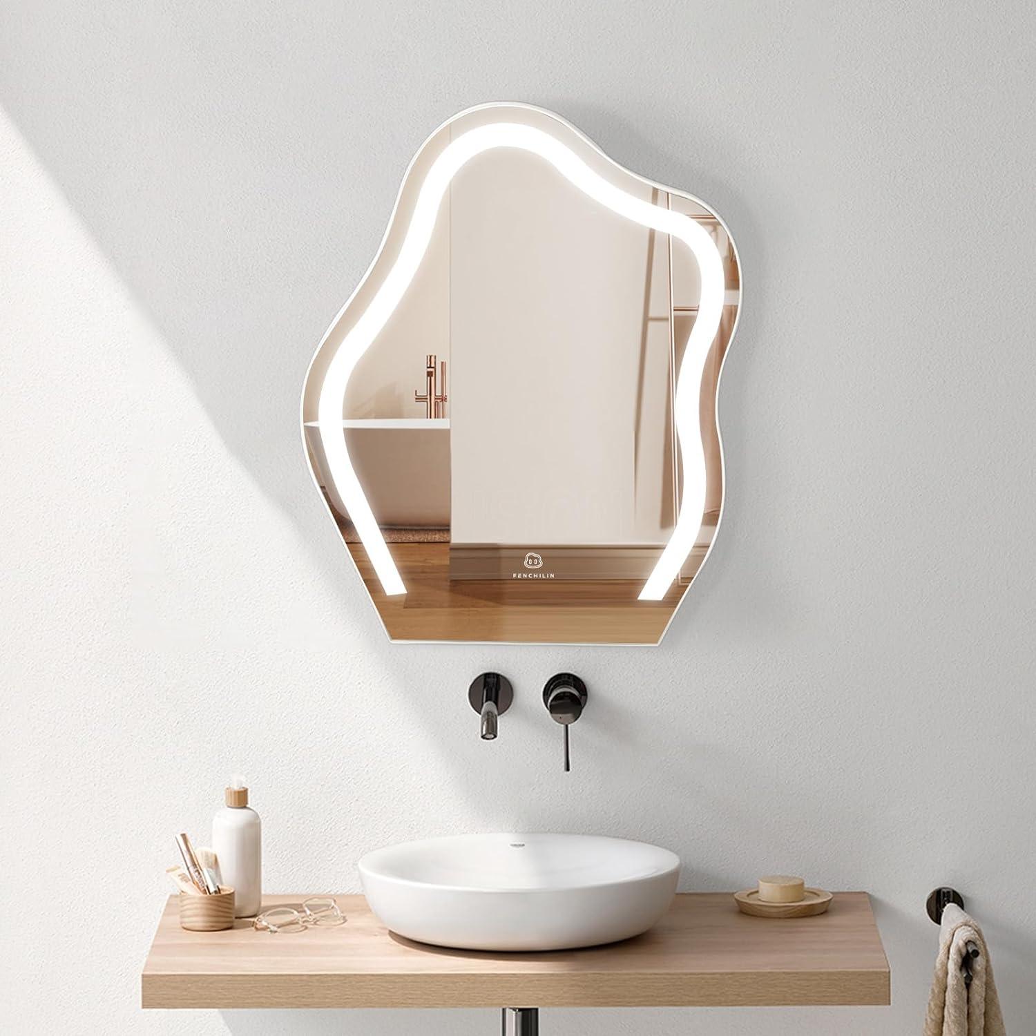 FENCHILIN Cloud Shape Vanity Makeup Mirror with Lights | 17.7x21.6in