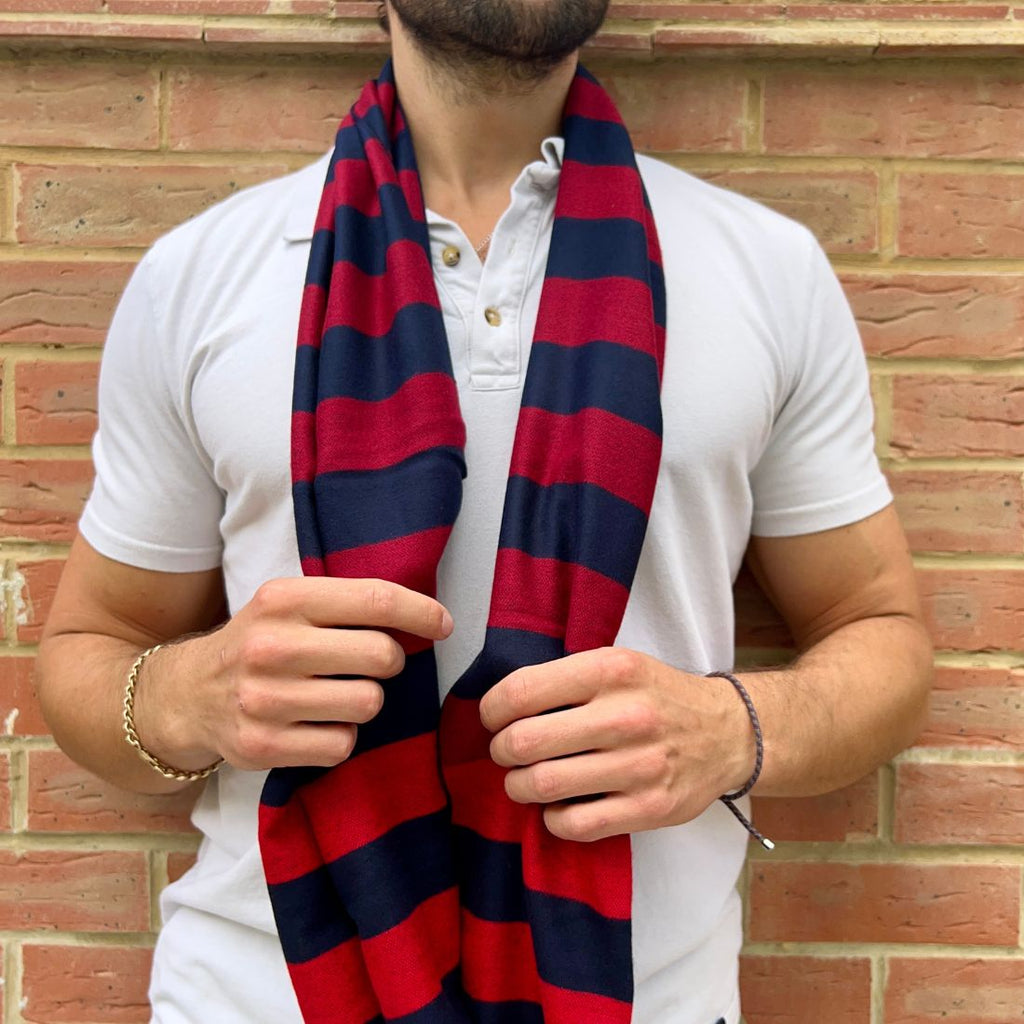 Swole Panda Burgundy & Red Stripe Bamboo Scarf – Sustainable & Breathable