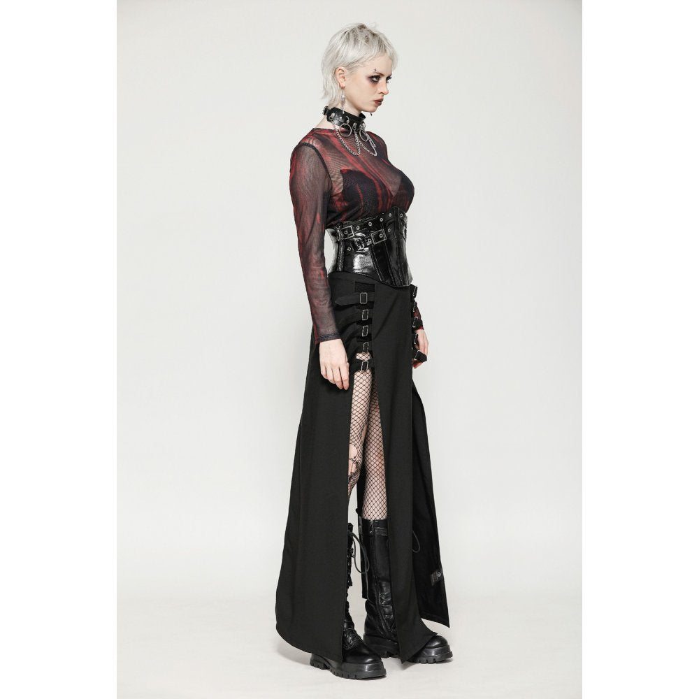 Dark in Lia Punk Love Black Patent Leather Waist Corset with Metal