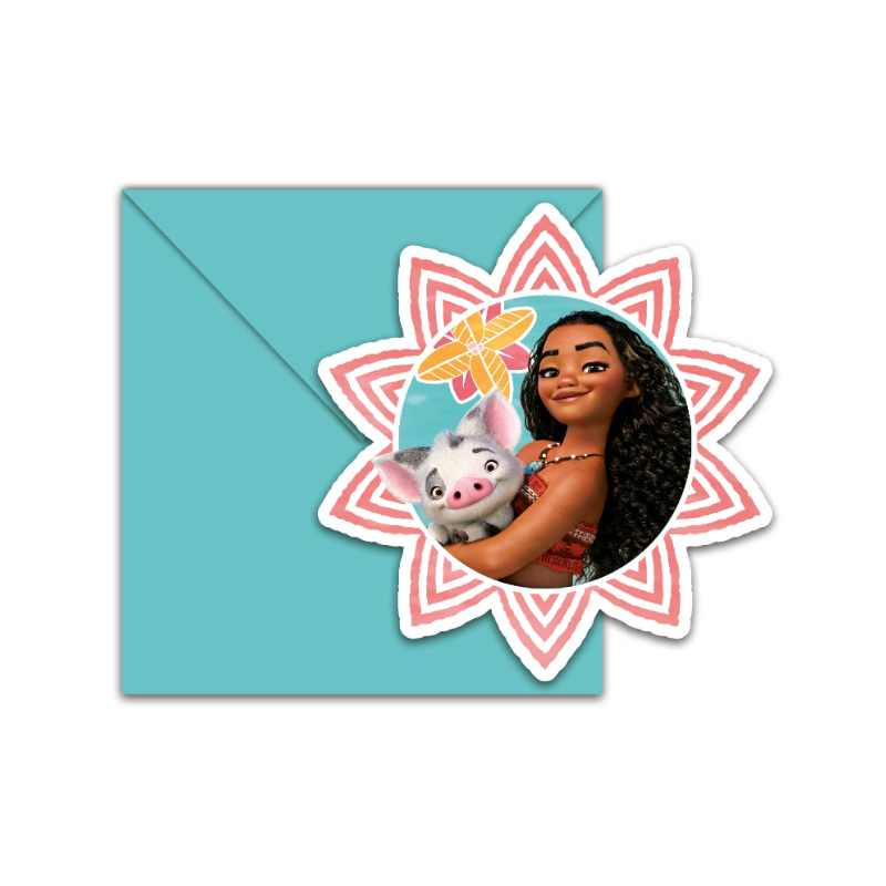 Disney Moana Kids Party Invitations – Island Theme Birthday Cards, 6pk