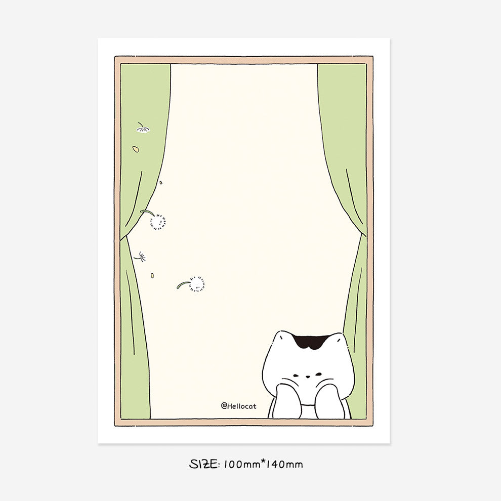 Cat Memo Note Pad by LuLuFun Studio – Cute Floral Stationery, 50 Sheets