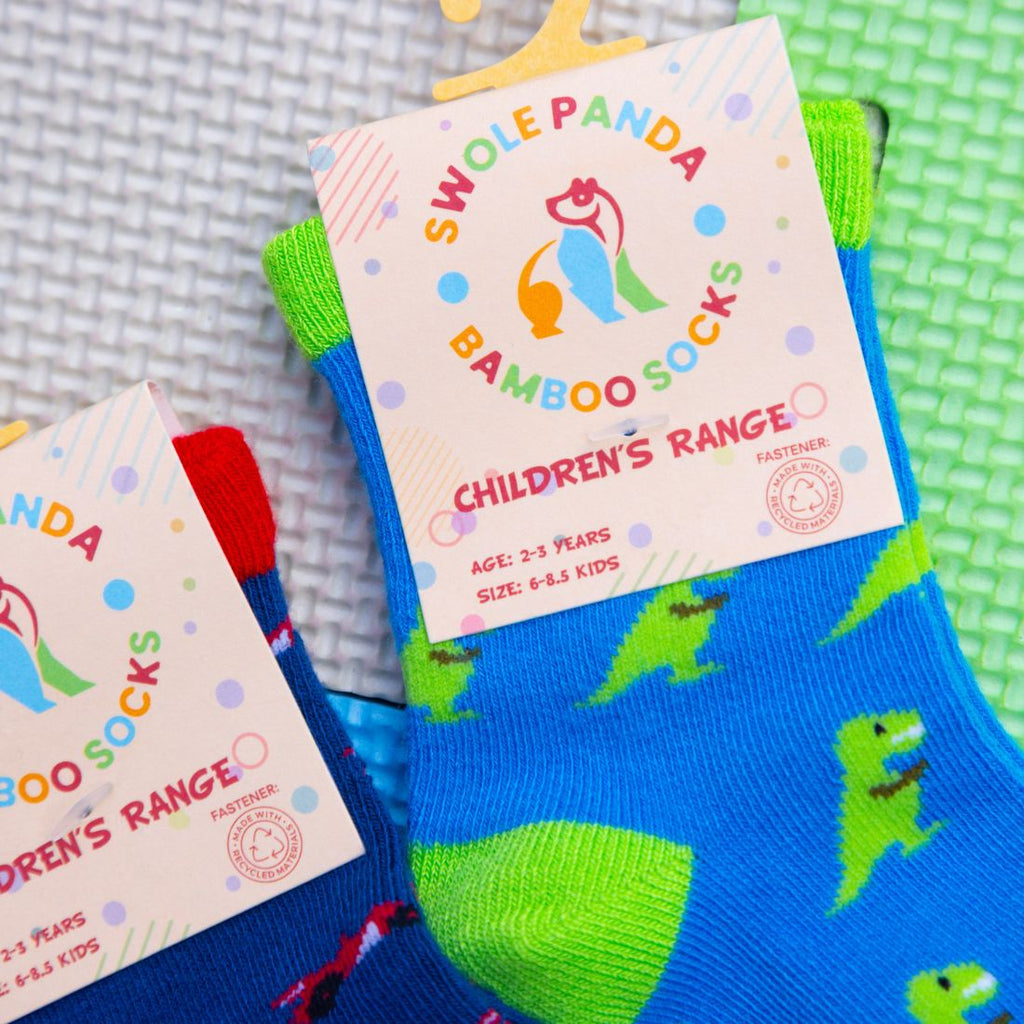 Swole Panda Children's T-Rex Bamboo Socks – Seamless & Breathable