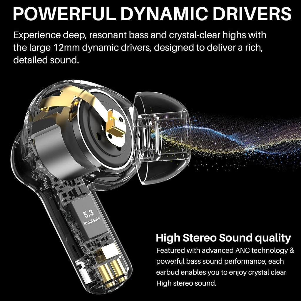 TOZO NC3 Hybrid Active Noise Cancelling Wireless Earbuds | IPX8 | 55H