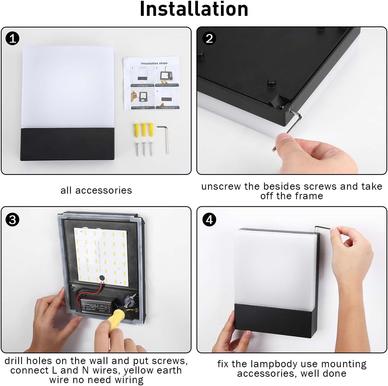 Lightsjoy 18W LED Outdoor Wall Light – IP65 Waterproof Sconce, Black